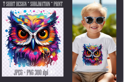 Bright watercolor eagle-owl,transparent PNG/JPEG