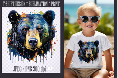 Bright watercolor bear,transparent PNG/JPEG