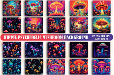 Hippie Psychedelic Mushroom Background Bundle