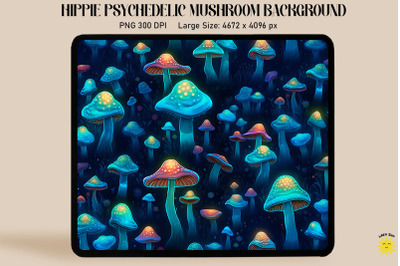 Bioluminescent Mushroom Seamless Pattern