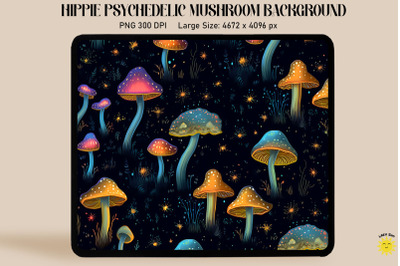 Bioluminescent Mushroom Seamless Pattern