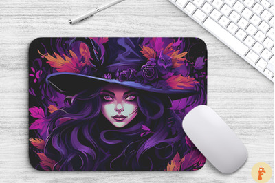 A Purple Witch&#039;S Face Mouse Pad Design