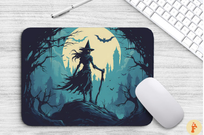 Halloween Dark Witch Mouse Pad