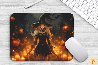 Beautiful Witch Halloween Mouse Pad