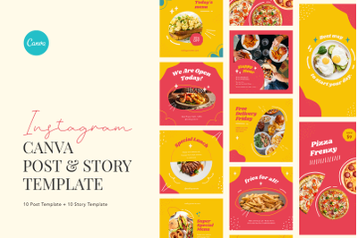 Bright Playful Fast Food Instagram Canva Template