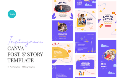Fun and Attractive Elementary School Instagram Canva Template