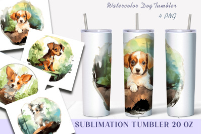 Watercolor Dog Tumbler Wrap, 20 oz Skinny Tumbler