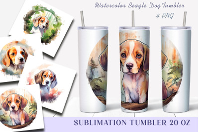 Watercolor Beagle Dog Tumbler Wrap, 20 oz Skinny Tumbler
