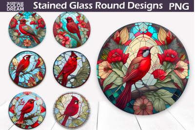 Cardinal Stained Glass PNG | Stained Glass Round Sign