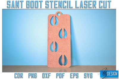 Santa Boot Stencil Laser Cut SVG | Christmas Laser Cut SVG Design |