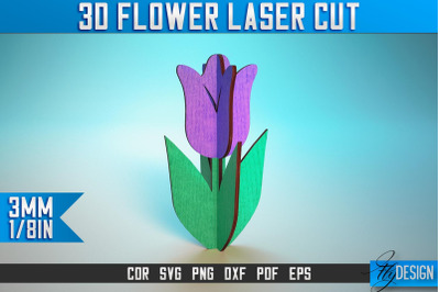 3D Flower Laser Cut SVG | Flower SVG Design | CNC Files