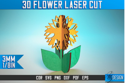 3D Flower Laser Cut SVG | Flower SVG Design | CNC Files