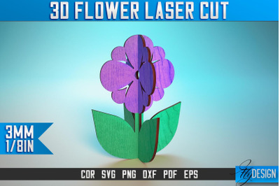 3D Flower Laser Cut SVG | Flower SVG Design | CNC Files