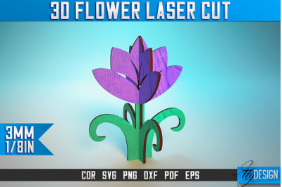 3D Flower Laser Cut SVG | Flower SVG Design | CNC Files