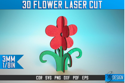 3D Flower Laser Cut SVG | Flower SVG Design | CNC Files