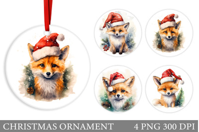 Cute Fox Christmas Ornament. Christmas Ornament Sublimation