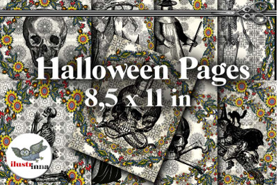 Death and Flowers Halloween digital pages 8,5&quot;x11&quot; volume 1