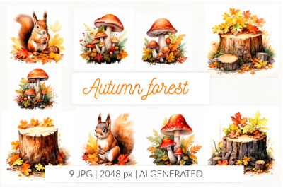 Autumn forest fall watercolor sublimation