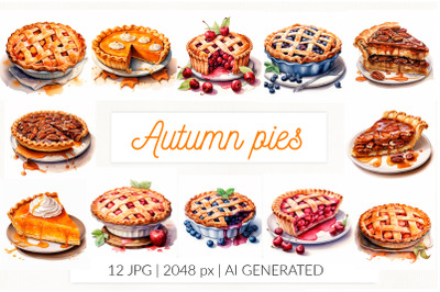 Autumn pie sublimation watercolor bundle