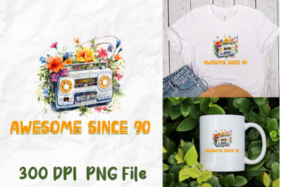 Awesome Since 90 Boombox Wild Flower