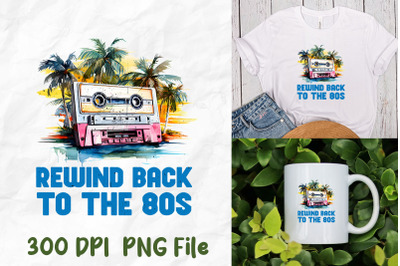 Rewind Back The 80s Palm Tree Cassette