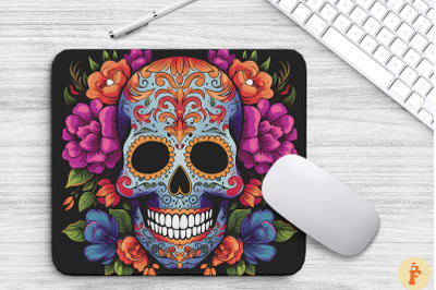 Sugar Skull With Flowers Mouse Pad