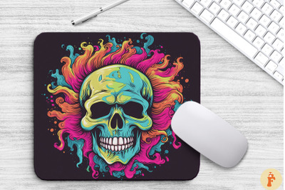 Skull Hippie Tie-Dye Colored Mouse Pad