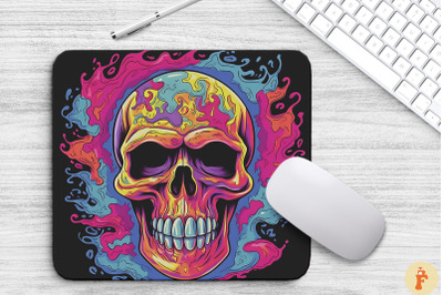 Skull Hippie Tie-Dye Colored Mouse Pad