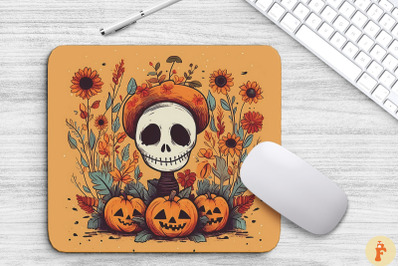 Vintage Skeleton With Pumpkin Mouse Pad