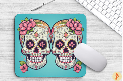 Cute Cartoon Sugar Skulls Mouse Pad