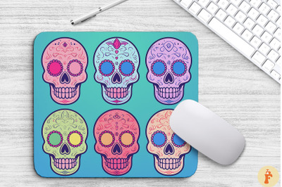 Cute Cartoon Sugar Skulls Mouse Pad