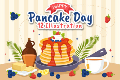 12 Pancake Day Vector Illustration