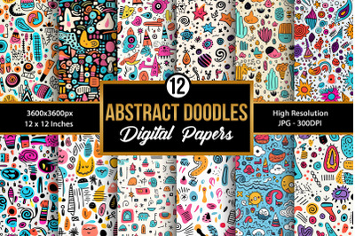 Abstract Doodles Digital Paper Patterns