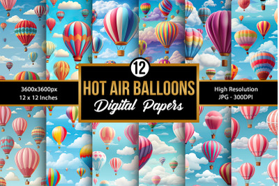 Hot Air Balloons Digital Paper Patterns