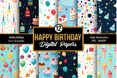 Happy Birthday Seamless Pattern Digital Papers