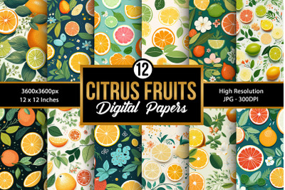 Citrus Fruits Seamless Pattern Backgrounds