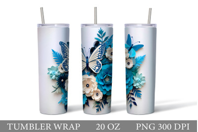 3D Butterfly Tumbler Sublimation. Paper Butterfly Tumbler