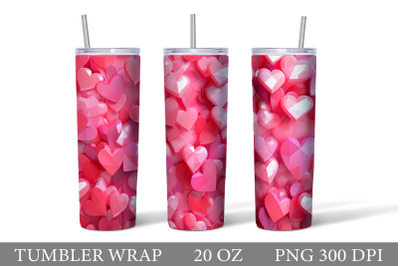 3D Hearts Tumbler Wrap Design. Hearts Tumbler Sublimation