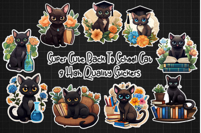 9 Super Cute Back To School Cat Stickers