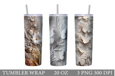 3D Flowers Tumbler Wrap. 3D Butterly Plaster Tumbler