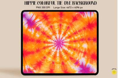 Tie Dye Background Orange Rainbow Colors