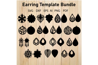 Earrings SVG Bundle, Pendant Template For Laser Cut