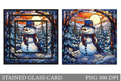 Stained Glass Snowman Card. Stained Glass Card Sublimation