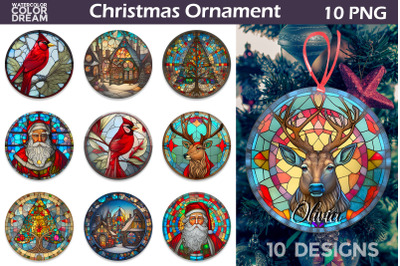 Christmas Ornament Sublimation | Stained Glass Christmas Ornament Subl