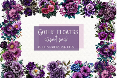 Gothic Vintage Watercolor Flowers