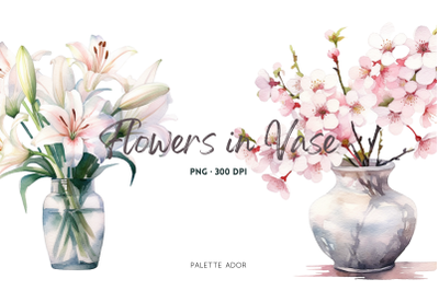 Watercolor Flowers in Vase