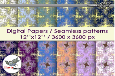 Polar Star Damask Seamless Patterns/ Digital Paper