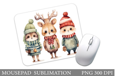Christmas Animals Mouse Pad. Cute Animals Mouse Pad Design