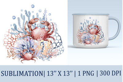 Sea crab sublimation | watercolor sea sublimation