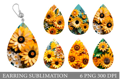 Sunflowers Teardrop Earring. Sunflowers Earring Sublimation